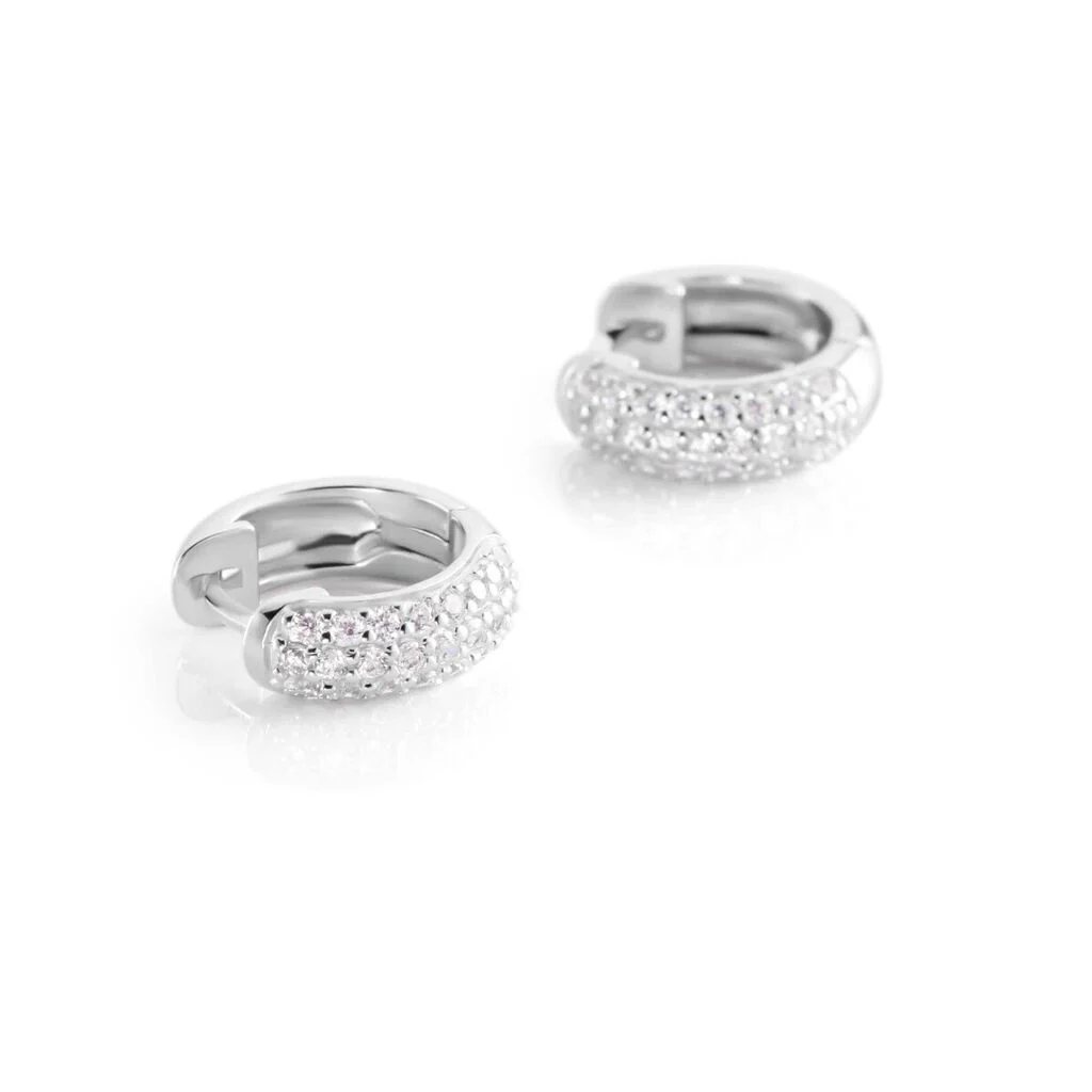 Orecchini donna cuore Argento Stroili Silver Rainbow 1665006 con zirconi bianchi