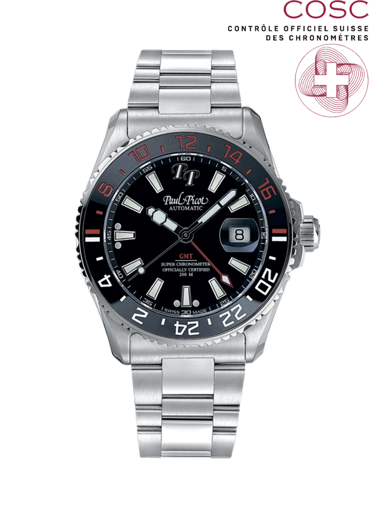 Orologio acciaio Paul Picot Paul Mariner 5 GMT 4353SG-CN