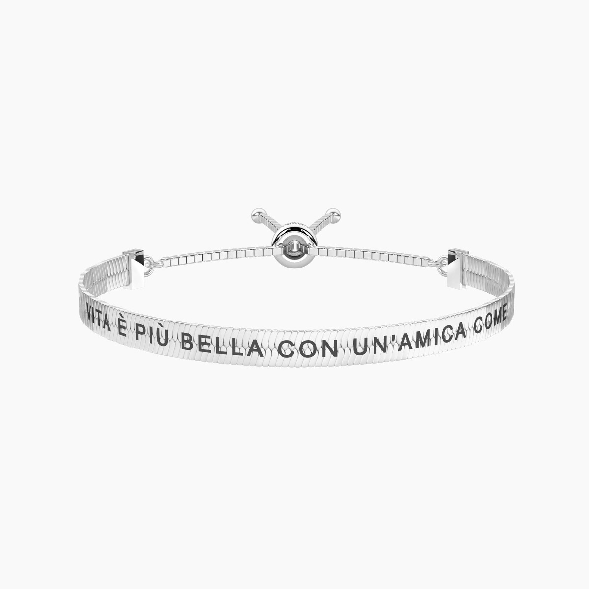 KIDULT Bracciale Acciaio 316L Con PVD Oro | Collezione Family | Ciondolo Nero E Cristallo | Regalo Lui/Lei