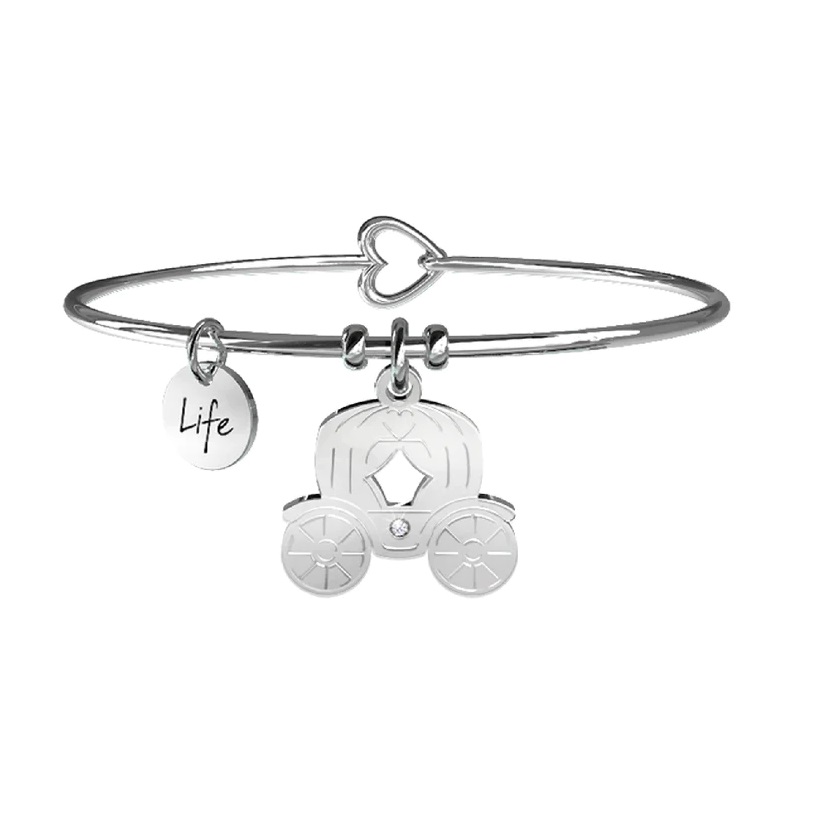 KIDULT Bracciale Donna Acciaio Con Ciondolo Rosa – Gioiello Romantico, Regalo Idea