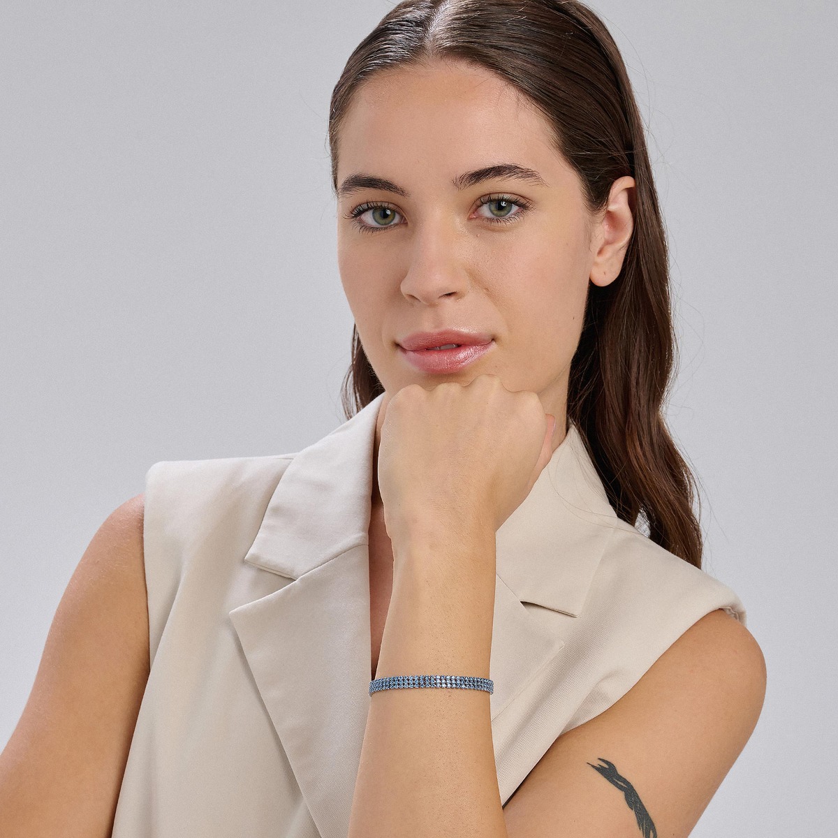 Brosway Bracciale Tennis Desideri BEI070 - Doppio Filo Acciaio 304 Con Cristalli Indicolite E Rubino - Oro 14K - 3
