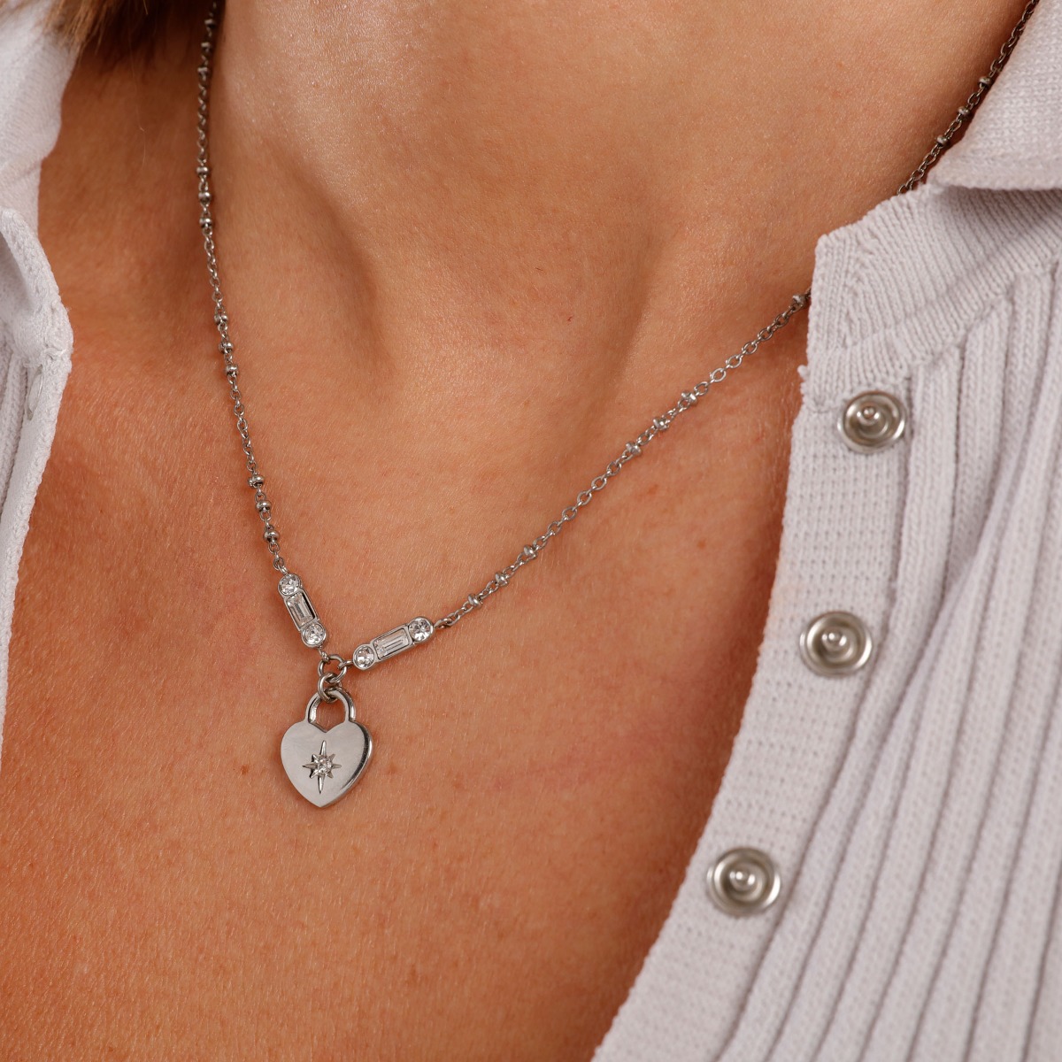 Brosway Collana Donna Girocollo In Acciaio 316L Con Cristalli, Simboli Quadrifoglio E Cornetto, Finitura Oro 14K, Collezione Chakra - BHKN054, 44cm - 2
