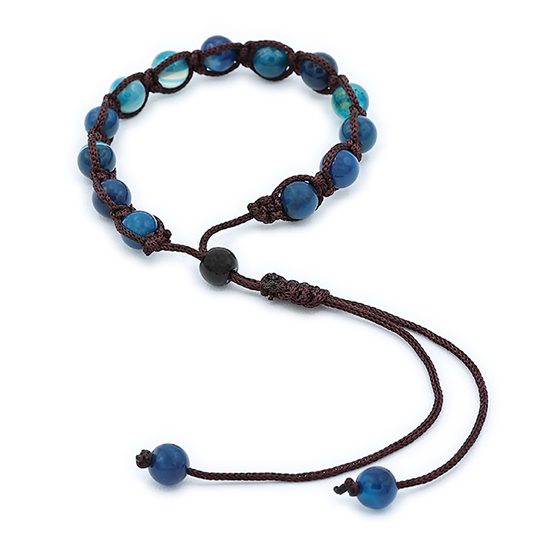 Bracciale&#x20;Kensh&#xF2;&#x20;Cuore&#x20;H006&#x20;Agata&#x20;Blu&#x20;Striata