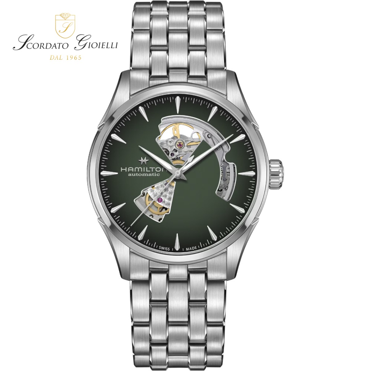 Orologio acciaio Hamilton Jazzmaster Open Heart Auto 42mm H32705160