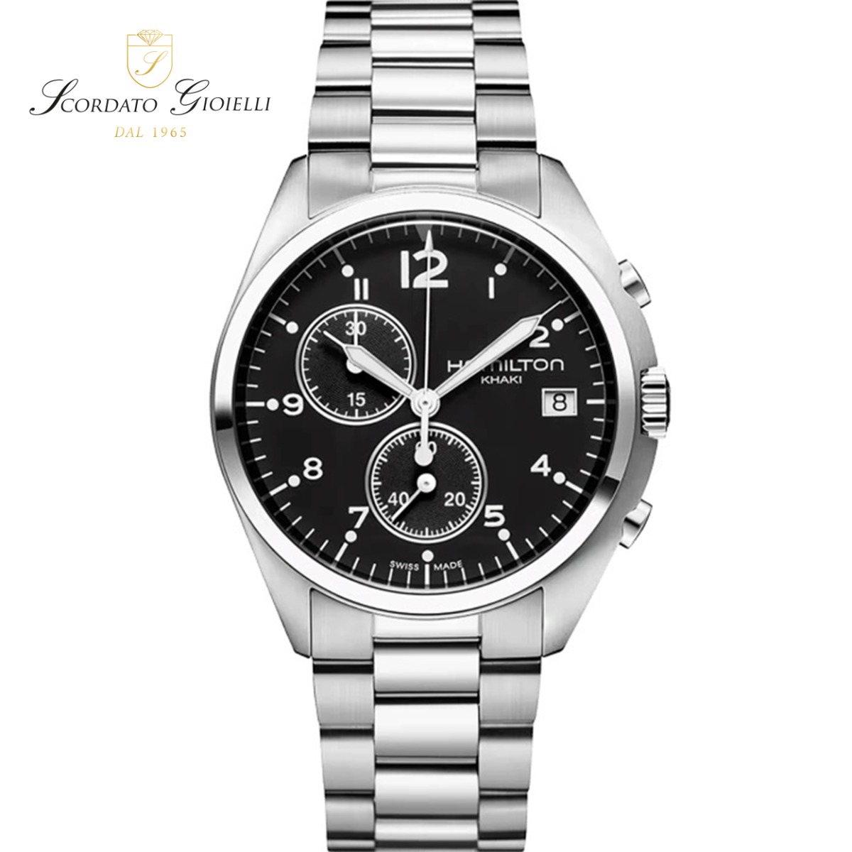 Orologio acciaio Hamilton Khaki Aviation Pilot Pioneer Chrono Quartz H76512133