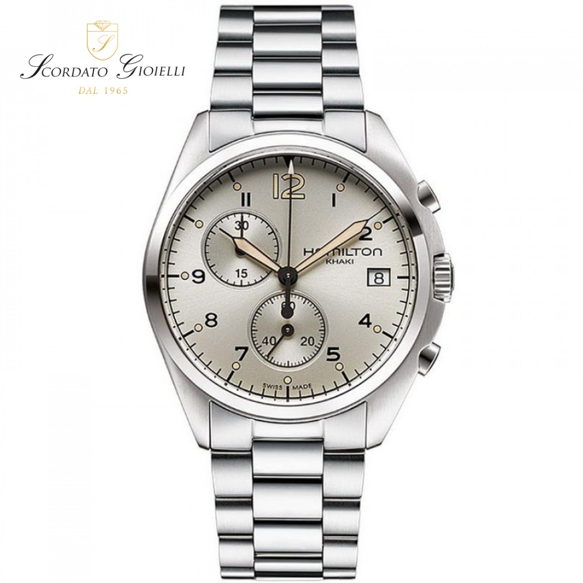 Orologio acciaio Hamilton Khaki Aviation Pilot Pioneer Chrono Quartz H76512155
