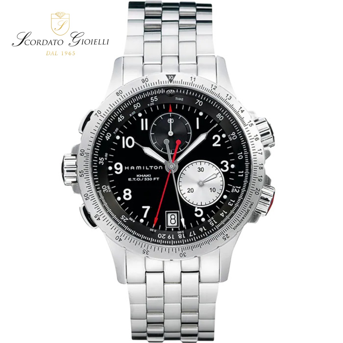 Orologio acciaio Hamilton Khaki Aviation ETO Chrono Quartz H77612133
