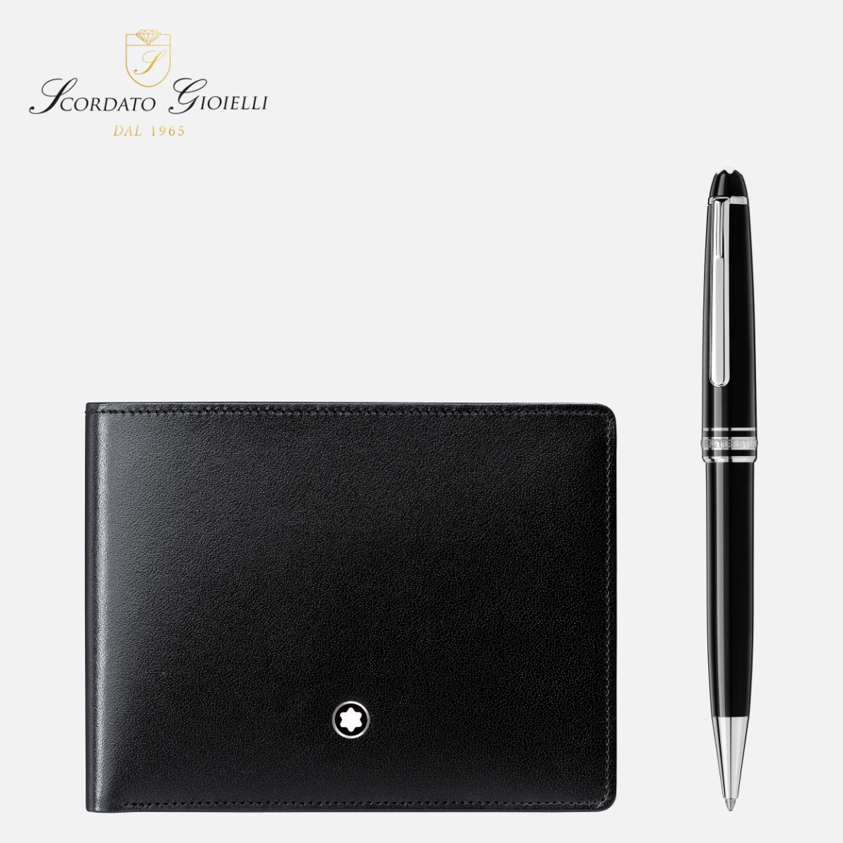 Set Mont Blanc con penna a sfera Meisterstück Platinum-Coated Classique e portafoglio 6 scomparti Meisterstück MB127052