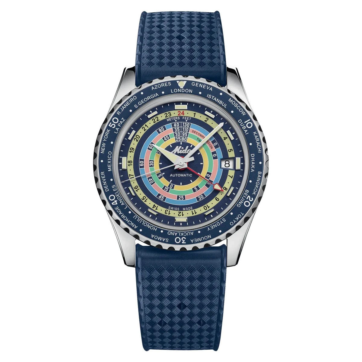 Orologio Silicone Mido OceanStar Tribute GMT Decompression Worldtimer M026.829.17.041.00