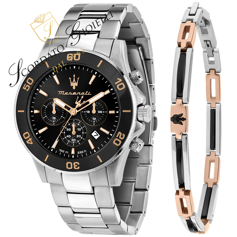 Set orologio + bracciale acciaio Maserati Competizione R8873600001