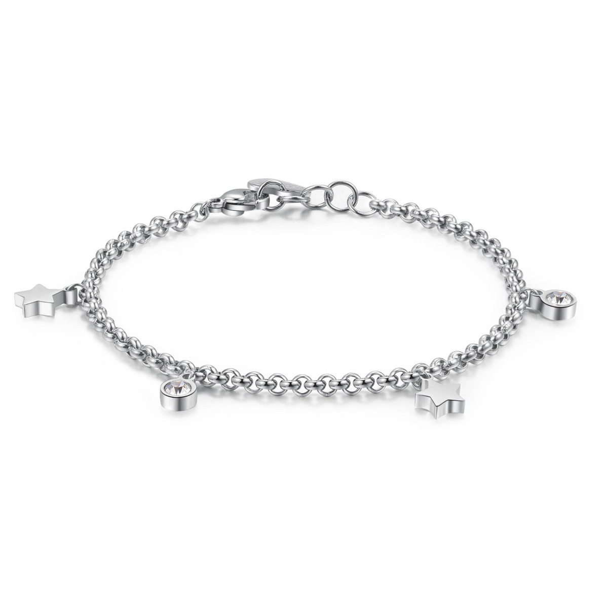 S'Agapõ Collana Girocollo Donna In Acciaio 316L Con Cristallo - Pendente Stella, Ipoallergenica, Collezione Luce SCE21, Confezione Regalo