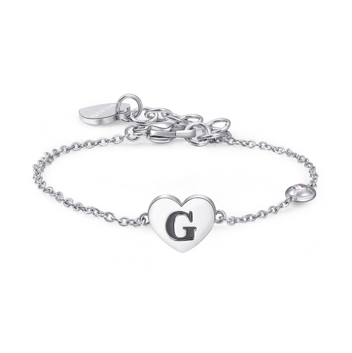 Bracciale Rigido Donna S'Agapõ Collezione Click - SCK218: Acciaio 316L Con Cristallo E Lettera G, Ipoallergenico, Regalo Italiano