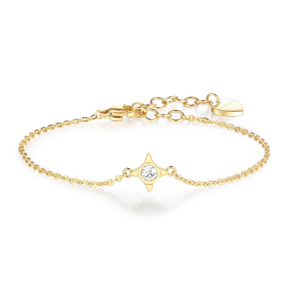 S'Agapõ Bracciale Donna In Acciaio 316L Con Ciondolo Coccinella Smaltata - Collezione Click - Ipoallergenico - SCK247