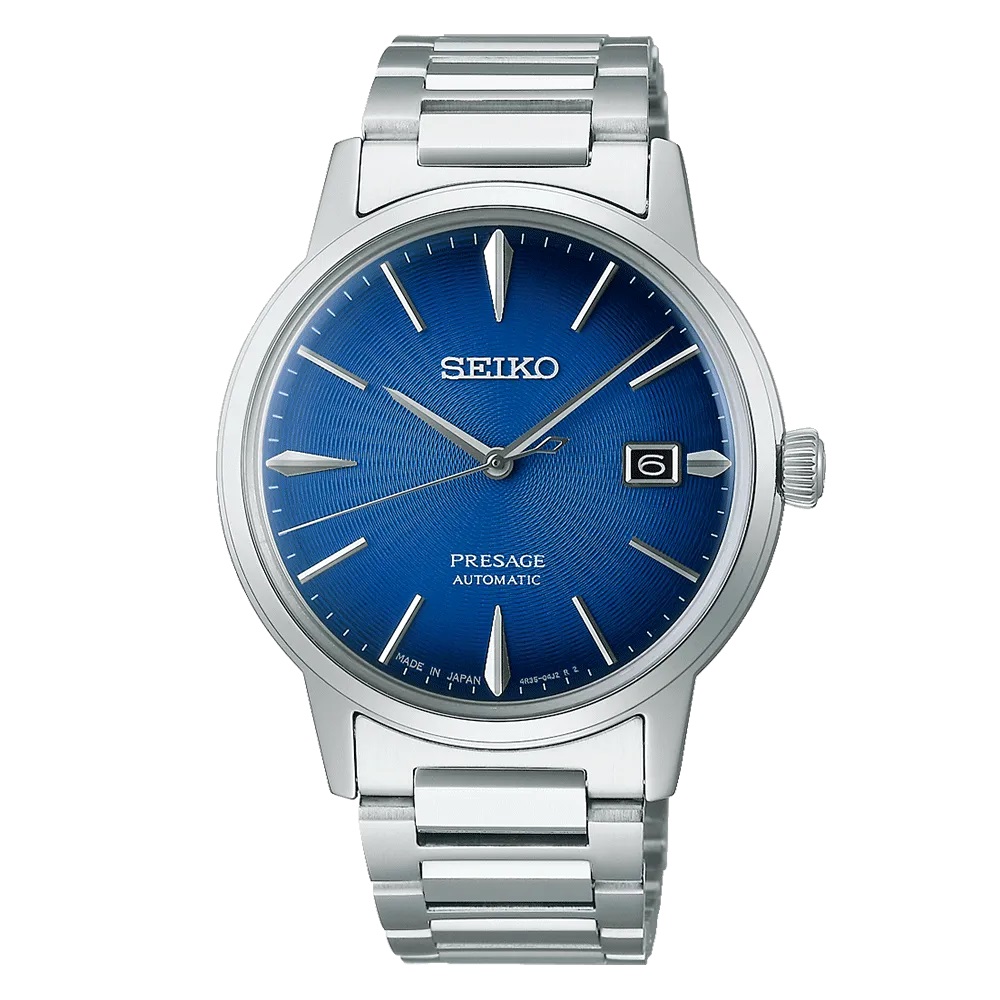 Orologio acciaio Seiko Presage Cocktail Time Blue Moon SRPJ13J1