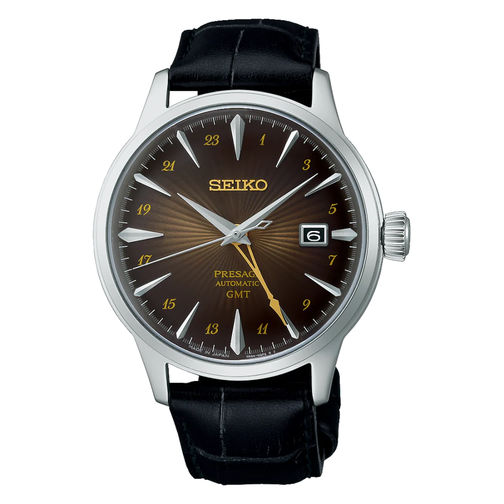 Orologio&#x20;pelle&#x20;Seiko&#x20;Presage&#x20;GMT&#x20;Cocktail&#x20;Time&#x20;Rusty&#x20;Nail&#x20;SSK039J1