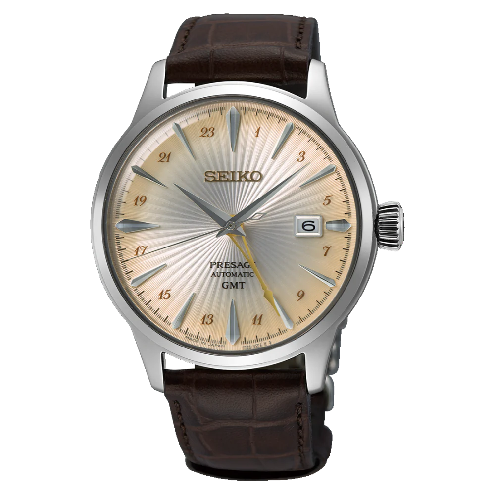 Orologio&#x20;pelle&#x20;Seiko&#x20;Presage&#x20;GMT&#x20;Cocktail&#x20;Time&#x20;Acacia&#x20;SSK041J1
